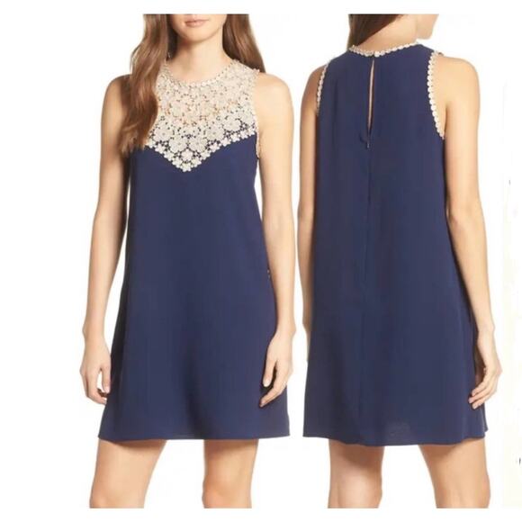 Lilly Pulitzer Nala Lace Soft Shift Sleeveless Dress True Navy Size 10 - Picture 1 of 8